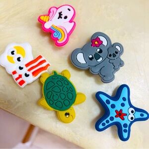 Colorful Animal and Food Shoe Charms Set